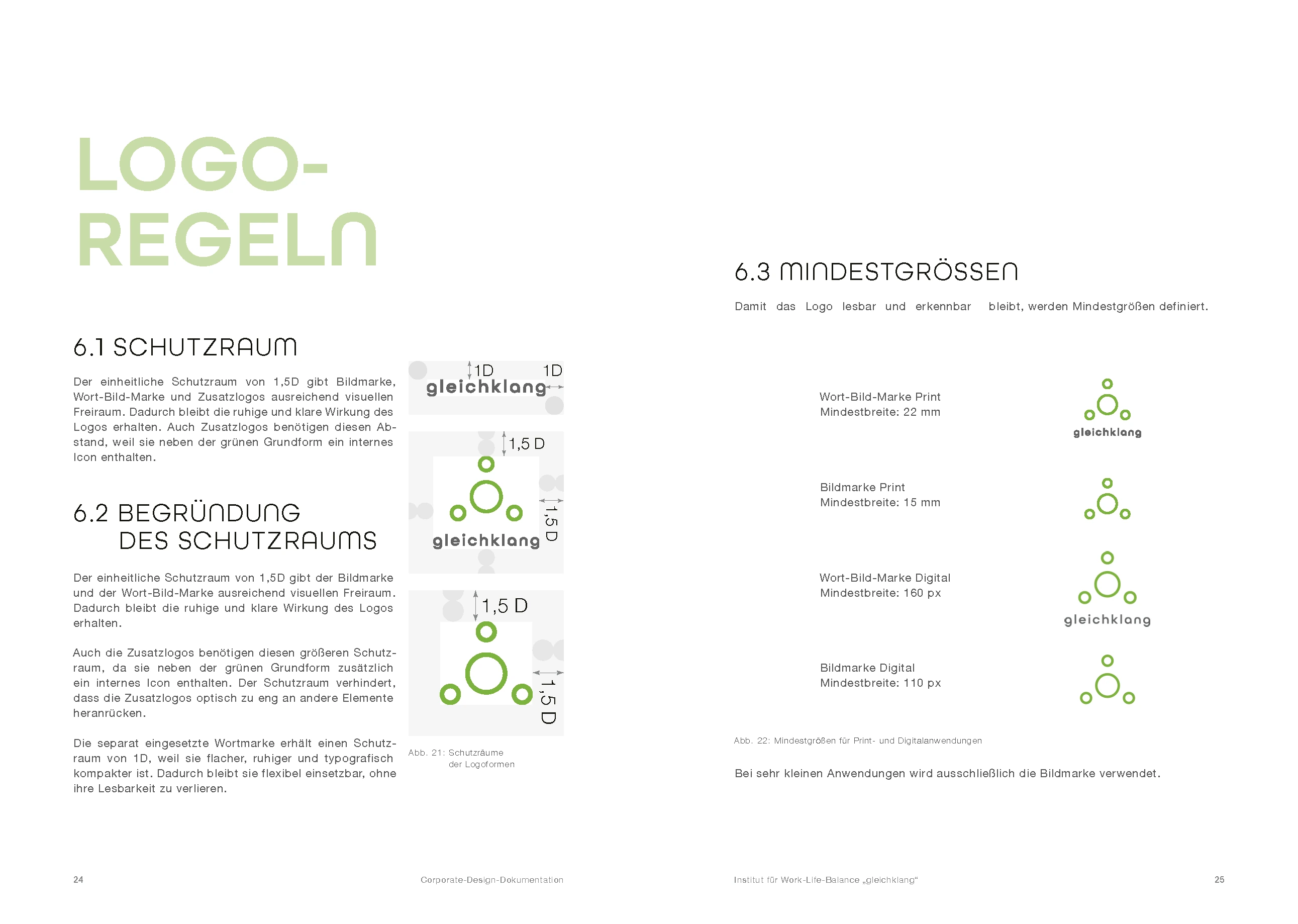 gleichklang Designguide – Schutzraum und Mindestgrößen