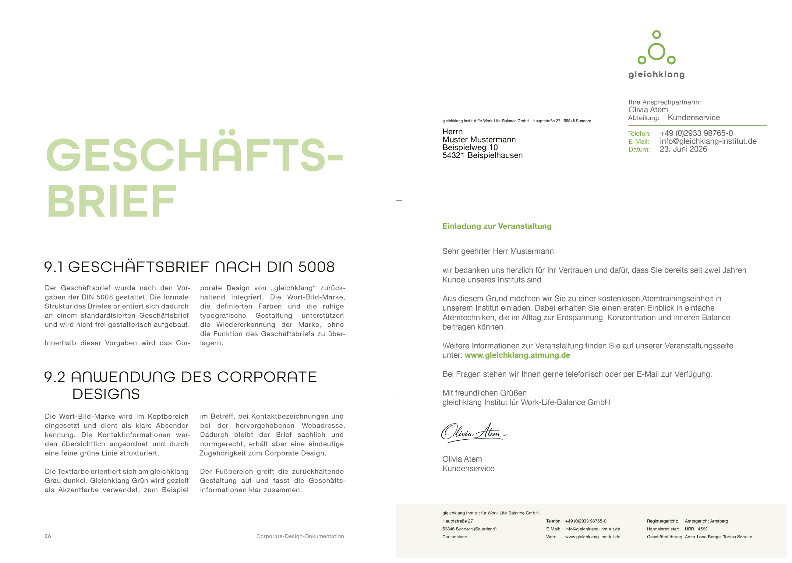 gleichklang Designguide – Geschäftsbrief und Anwendung des Corporate Designs